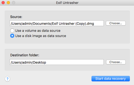 Exif Untrasher data recovery