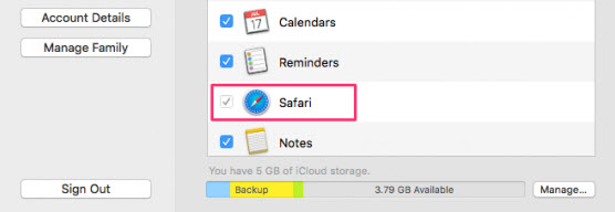 Back up Safari history in iCloud
