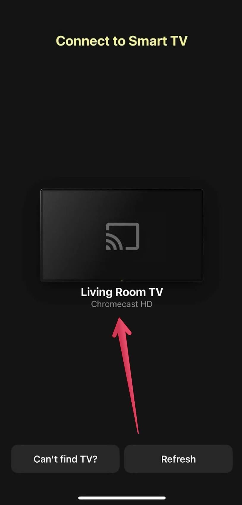 Select your Chromecast device from the list in DoCast