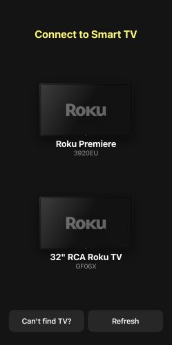 Select your Roku device in DoCast Select your Roku device in DoCast