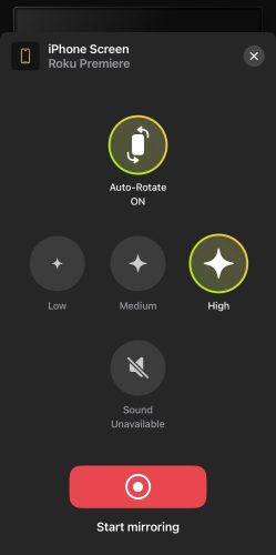 Tap on the Start mirroring button in DoCast Tap on the Start mirroring button in DoCast