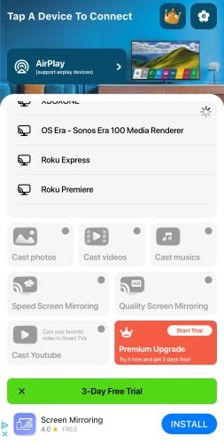 TV Cast & Screen Mirroring App home page TV Cast & Screen Mirroring App home page