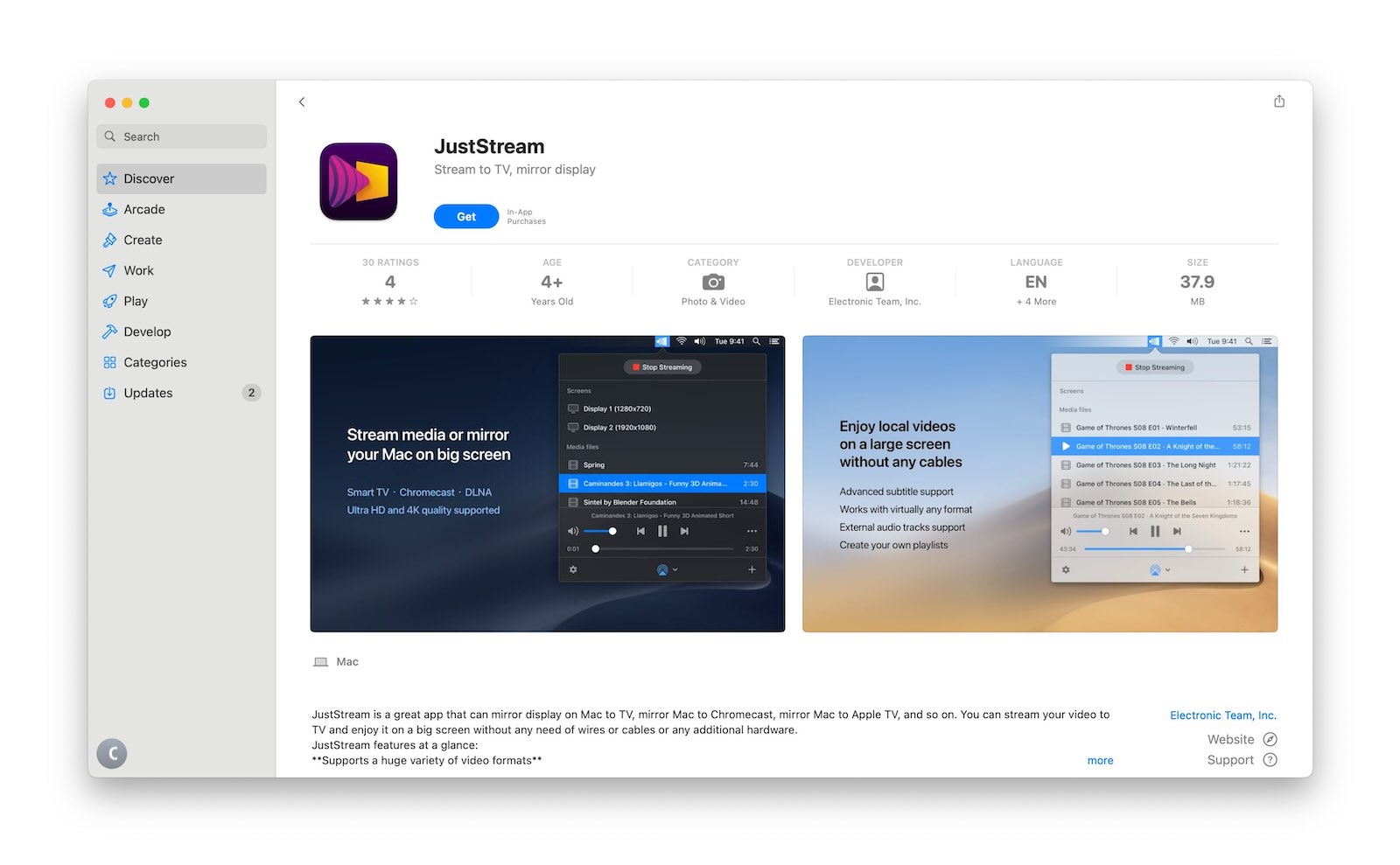 Download JustStream from the App Store on Mac Download JustStream from the App Store on Mac