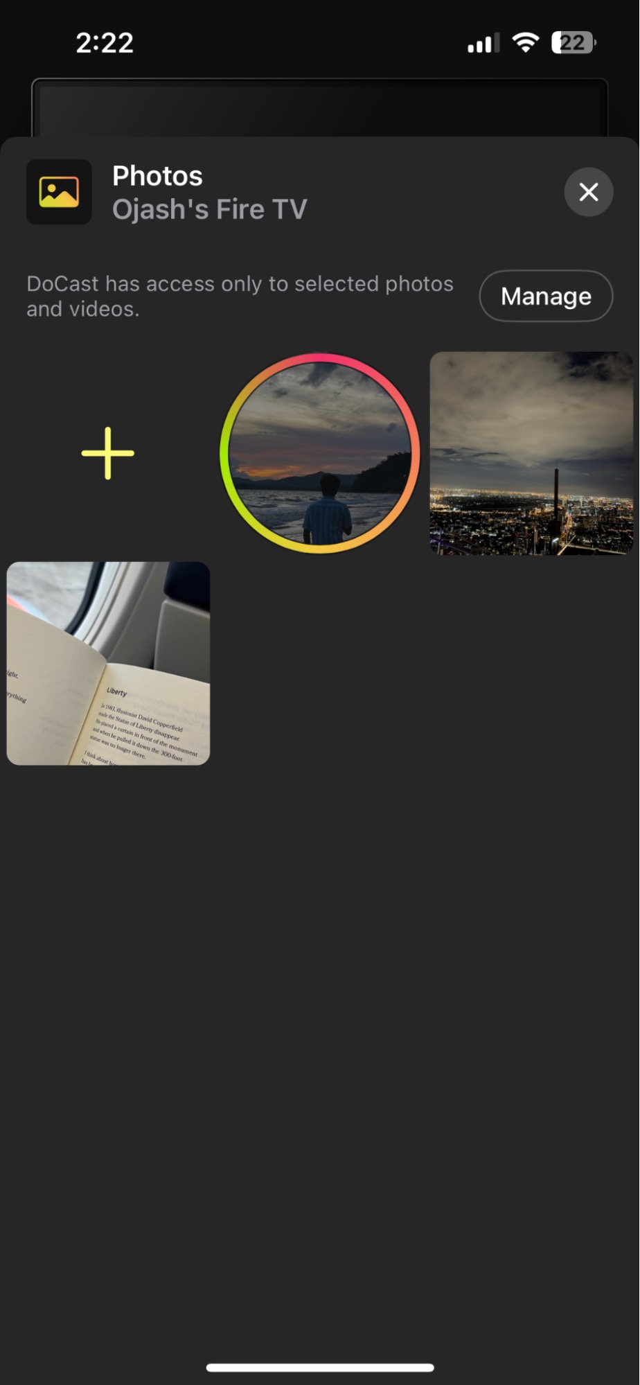 Click on the photo and you will see an orange circle appear around the photo in DoCast Click on the photo and you will see an orange circle appear around the photo in DoCast