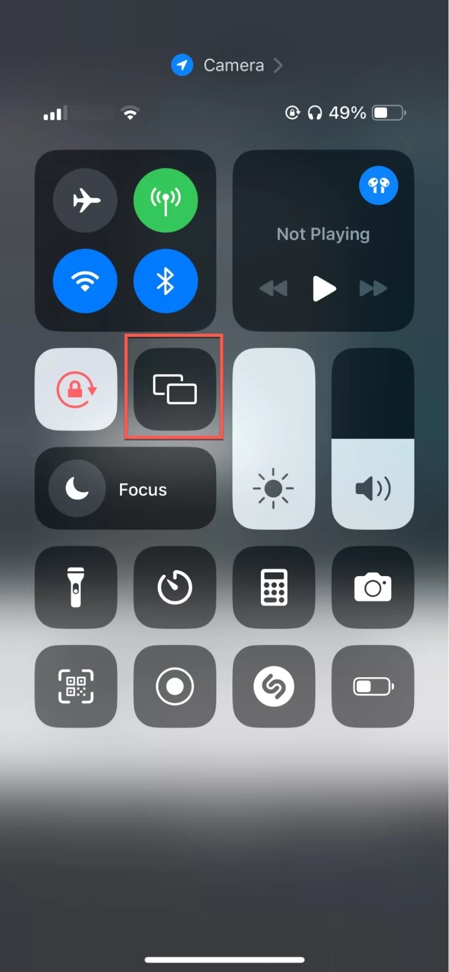 Tap on the Screen Mirroring option in the Control Center on iPhone Tap on the Screen Mirroring option in the Control Center on iPhone